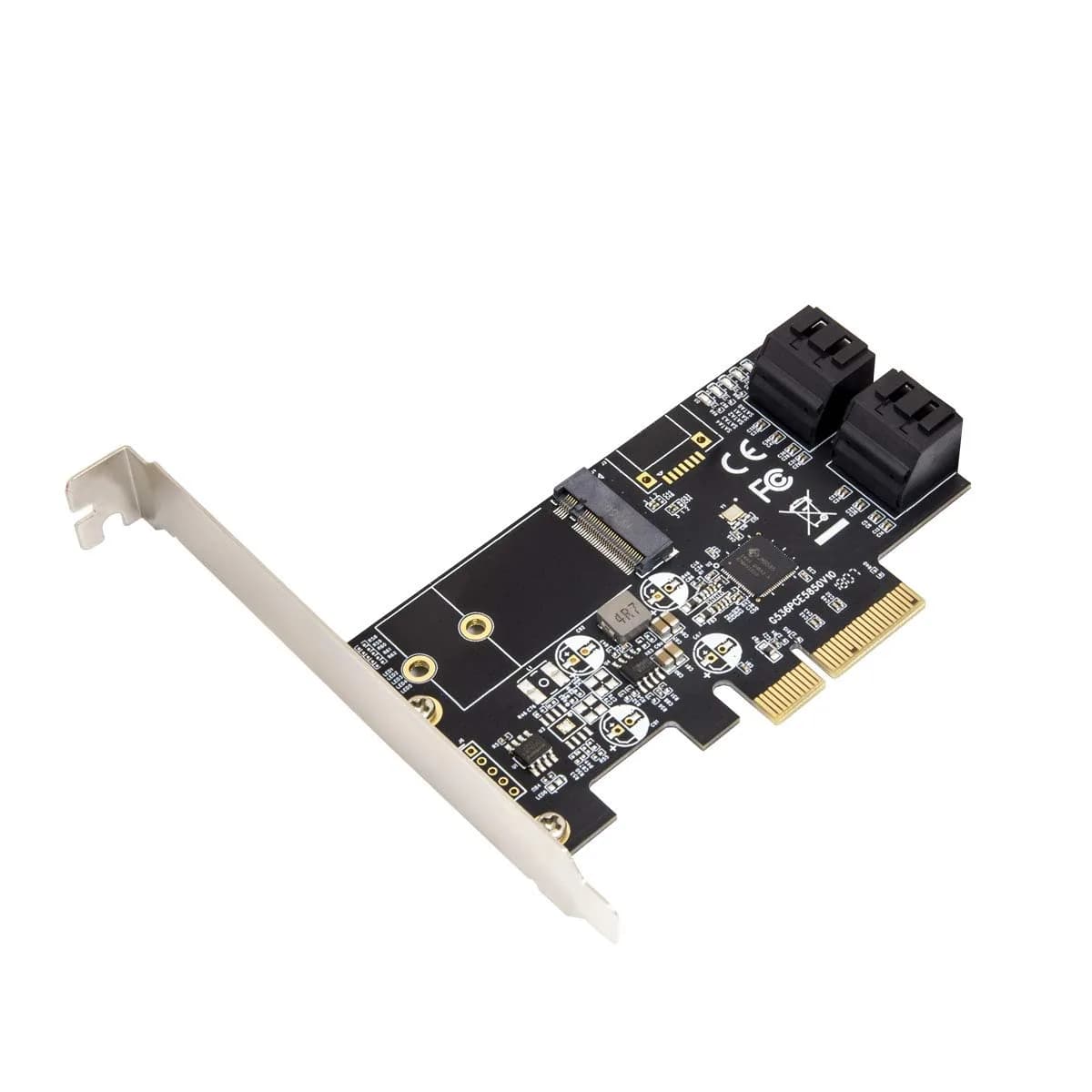IO CREST SI-PEX40138 4-Port SATA III + M.2 B-Key PCIe x4 Controller Card | 1700MB/s Speed - main product image