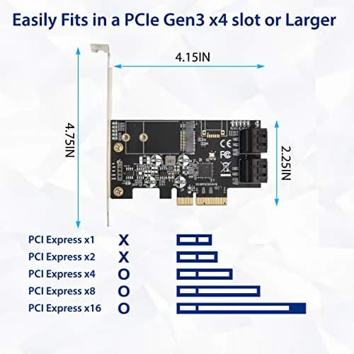 IO CREST SI-PEX40138 4-Port SATA III + M.2 B-Key PCIe x4 Controller Card | 1700MB/s Speed thumbnail 3