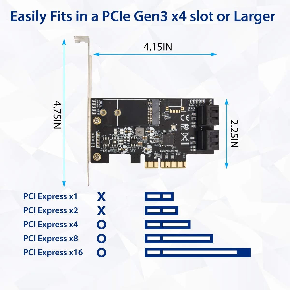 IO CREST SI-PEX40138 4-Port SATA III + M.2 B-Key PCIe x4 Controller Card | 1700MB/s Speed - view 3