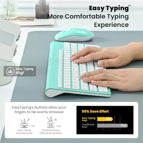 cimetech Wireless Keyboard and Mouse Combo - Blue White | Plug and Play 2.4GHz Wireless thumbnail 5