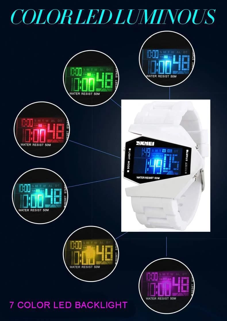 Gosasa Men's Digital Airplane Watch 47mm (1.85 inches) | 7 Color LED Backlight, 5ATM Water Resistant - view 2