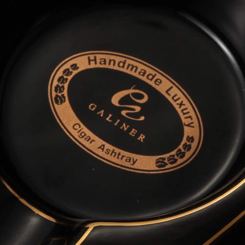 G galiner Ceramic Cigar Ashtray with Golden Line | Travel Portable Outdoor Ashtray - view 5