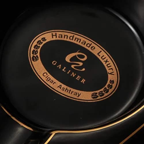G galiner Ceramic Cigar Ashtray with Golden Line | Travel Portable Outdoor Ashtray thumbnail 5