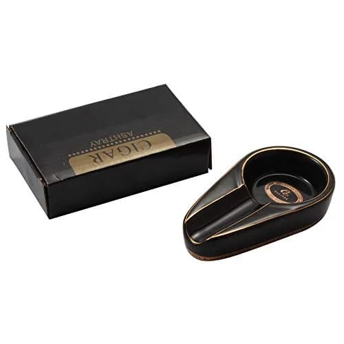 G galiner Ceramic Cigar Ashtray with Golden Line | Travel Portable Outdoor Ashtray thumbnail 8