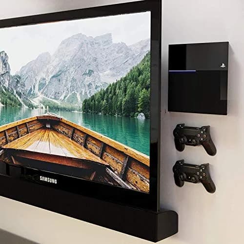 HumanCentric PS4 Slim Wall Mount with Controller Bundle & VESA Mount - Black | Steel Construction, Minimalist Design thumbnail 5