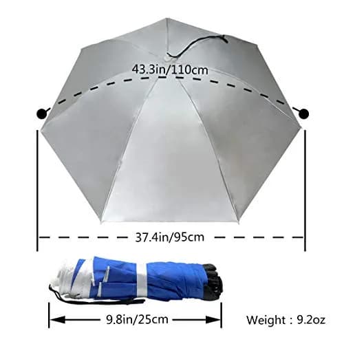 NEW-Vi Fishing Umbrella Hat Silver/Blue (Single Layer) 95cm (37.4") | Hands-Free Sun & Rain Protection thumbnail 5