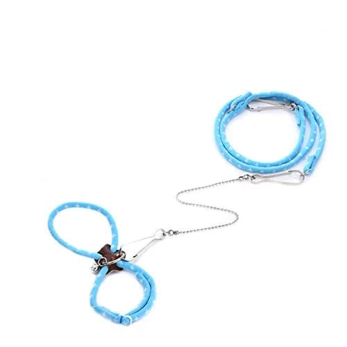 Wontee Adjustable Leash Harness with Bell for Small Animals | Soft Nylon & Metal, Blue, 6-15cm Neck, 8-18cm Chest, 83cm Length thumbnail 1