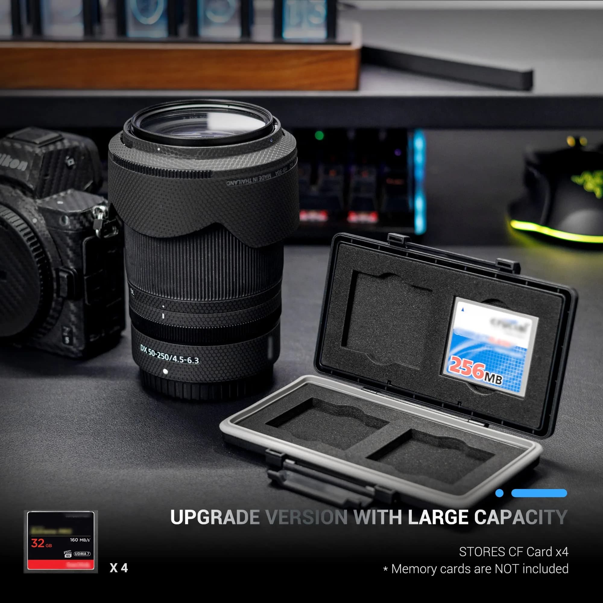 JJC Black 4-Slot CF Card Case | Water-Resistant & Anti-Shock for Compact Flash Cards - view 2
