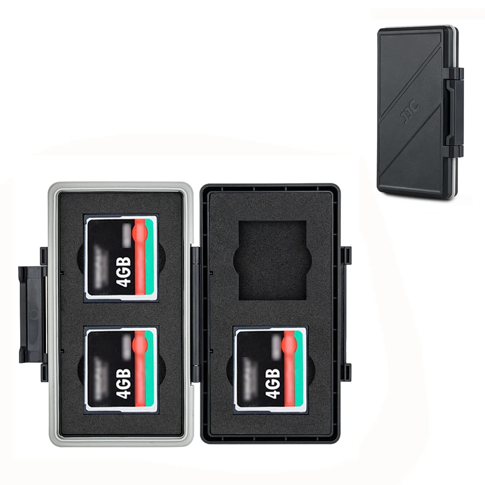 JJC Olive Green 36-Slot Memory Card Case | Water-Resistant & Anti-Shock for 12 SD + 24 Micro SD Cards — Black / For 4x CF