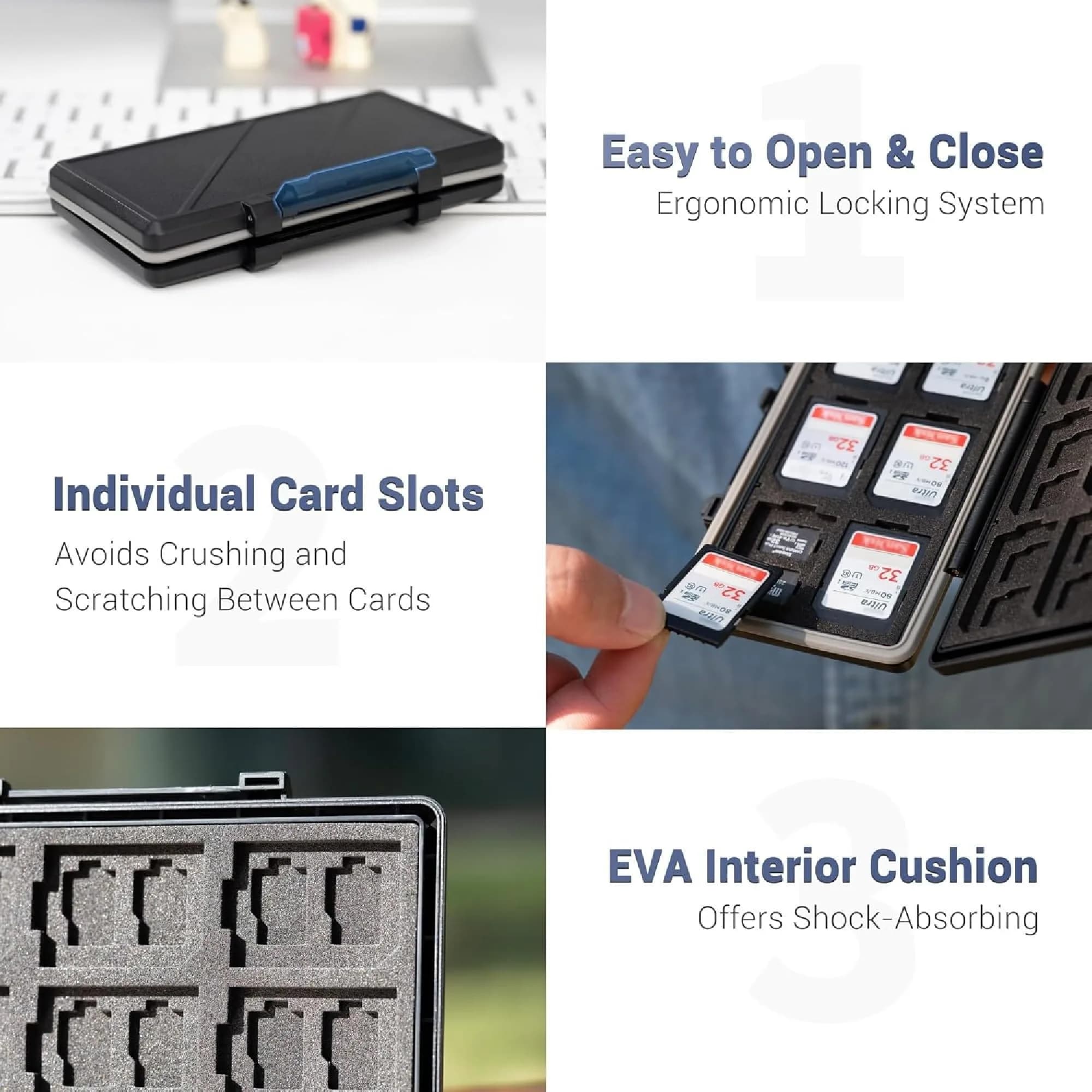 JJC 36-Slot Memory Card Case for 24 Micro SD & 12 SD Cards | Water-Resistant & Anti-Shock - view 5