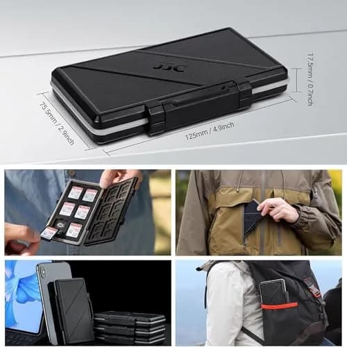 JJC 36-Slot Memory Card Case for 24 Micro SD & 12 SD Cards | Water-Resistant & Anti-Shock thumbnail 6