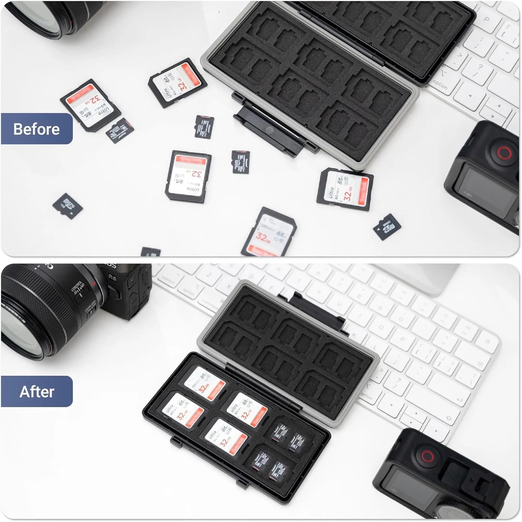 JJC 36-Slot Memory Card Case for 24 Micro SD & 12 SD Cards | Water-Resistant & Anti-Shock - view 7