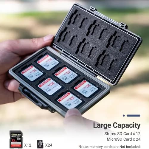 JJC 36-Slot Memory Card Case for 24 Micro SD & 12 SD Cards | Water-Resistant & Anti-Shock thumbnail 2