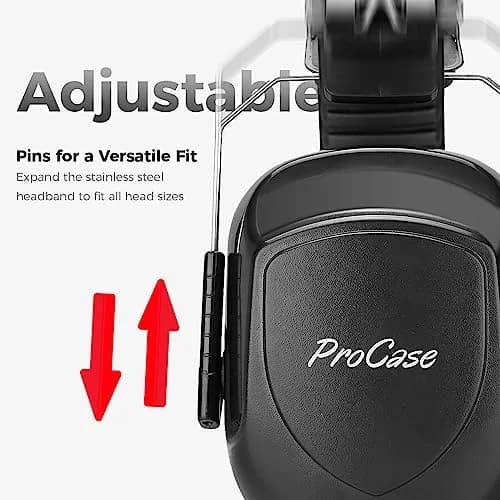 ProCase Hearing Protection Ear Muffs NRR 28dB, Noise Cancelling Headphones | Foldable & Portable Design for Shooting, Construction, Travel thumbnail 2