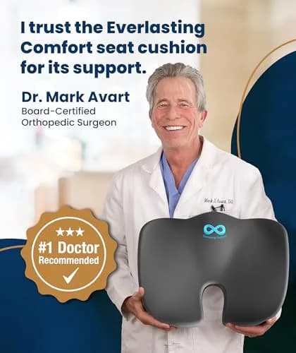Everlasting Comfort Memory Foam Seat Cushion Large Gray | Doctor Recommended for Tailbone Pain Relief thumbnail 7