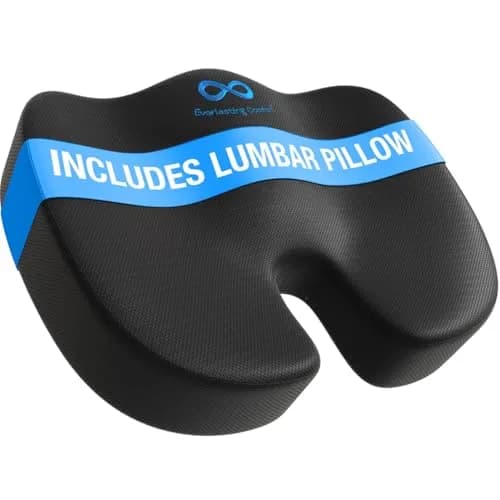 Everlasting Comfort Doctor Recommended Memory Foam Seat Cushion with Lumbar Support, Large Black Airflow | 43.2cm (17in) x 33.5cm (13.2in) thumbnail 1