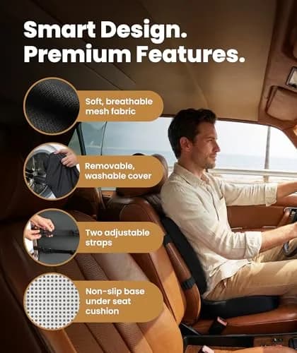 Everlasting Comfort Doctor Recommended Memory Foam Seat Cushion with Lumbar Support, Large Black Airflow | 43.2cm (17in) x 33.5cm (13.2in) thumbnail 4