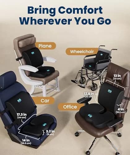 Everlasting Comfort Doctor Recommended Memory Foam Seat Cushion with Lumbar Support, Large Black Airflow | 43.2cm (17in) x 33.5cm (13.2in) thumbnail 5