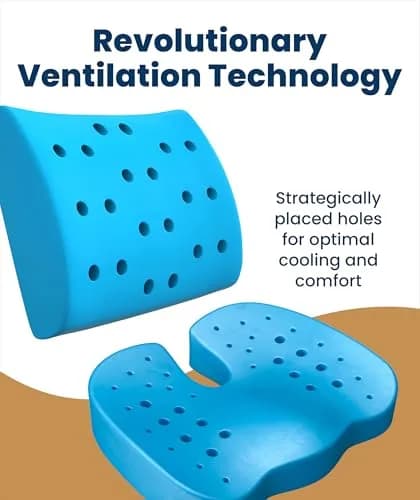 Everlasting Comfort Doctor Recommended Memory Foam Seat Cushion with Lumbar Support, Large Black Airflow | 43.2cm (17in) x 33.5cm (13.2in) thumbnail 6