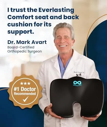 Everlasting Comfort Doctor Recommended Memory Foam Seat Cushion with Lumbar Support, Large Black Airflow | 43.2cm (17in) x 33.5cm (13.2in) thumbnail 7