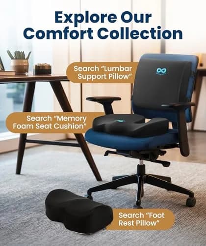 Everlasting Comfort Doctor Recommended Memory Foam Seat Cushion with Lumbar Support, Large Black Airflow | 43.2cm (17in) x 33.5cm (13.2in) thumbnail 8