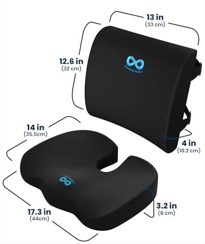 Everlasting Comfort Doctor Recommended Memory Foam Seat Cushion with Lumbar Support, Large Black Airflow | 43.2cm (17in) x 33.5cm (13.2in) thumbnail 9