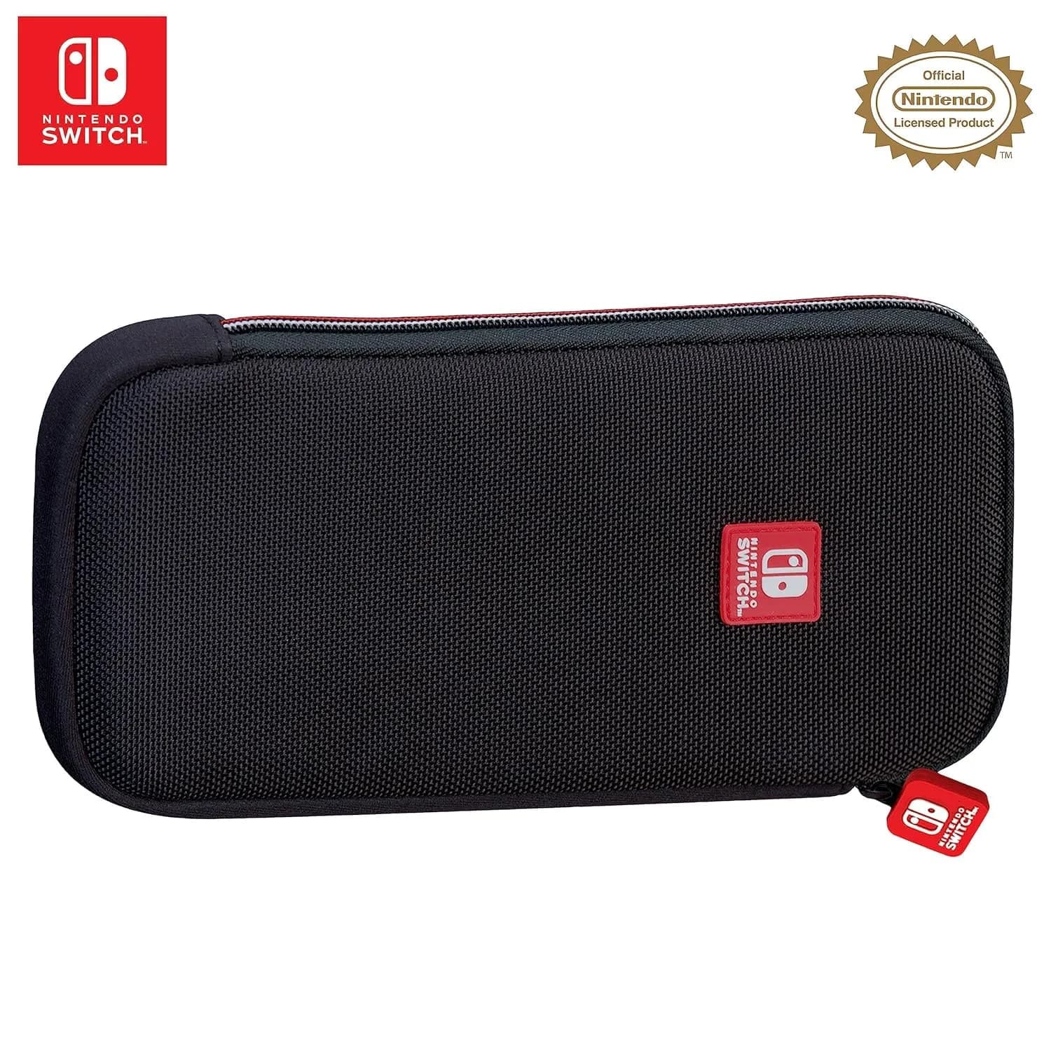 Game Traveler Deluxe Licensed Travel Case for Nintendo Switch OLED, Switch & Lite | Ballistic Nylon, Viewing Stand & Bonus Game Cases — Black Slim