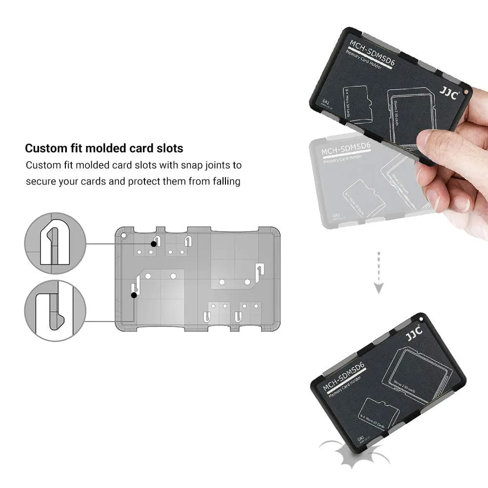JJC 6-Slot SD Micro SD Card Case Organizer | Credit Card Size, Ultra-Thin, Lightweight - view 5
