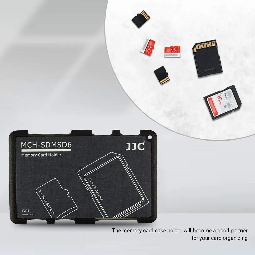 JJC 6-Slot SD Micro SD Card Case Organizer | Credit Card Size, Ultra-Thin, Lightweight - view 2