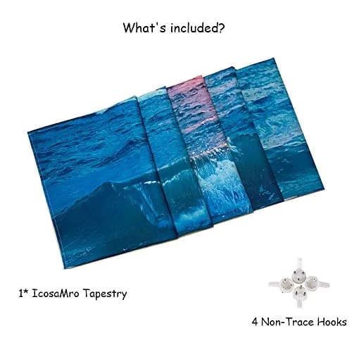 IcosaMro Ocean Tapestry Wall Hanging | Sea Beach Wave Sun Cloud Landscape Nature Wall Art 60x82.7 Blue thumbnail 7