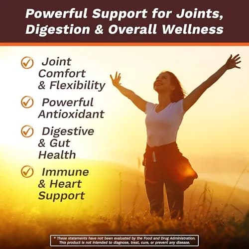 Life's Fortune Organic Turmeric Curcumin with Black Pepper and Ginger | Extra Strength Supplement for Joint & Immune Support, 180 Cap - 2250mg thumbnail 2