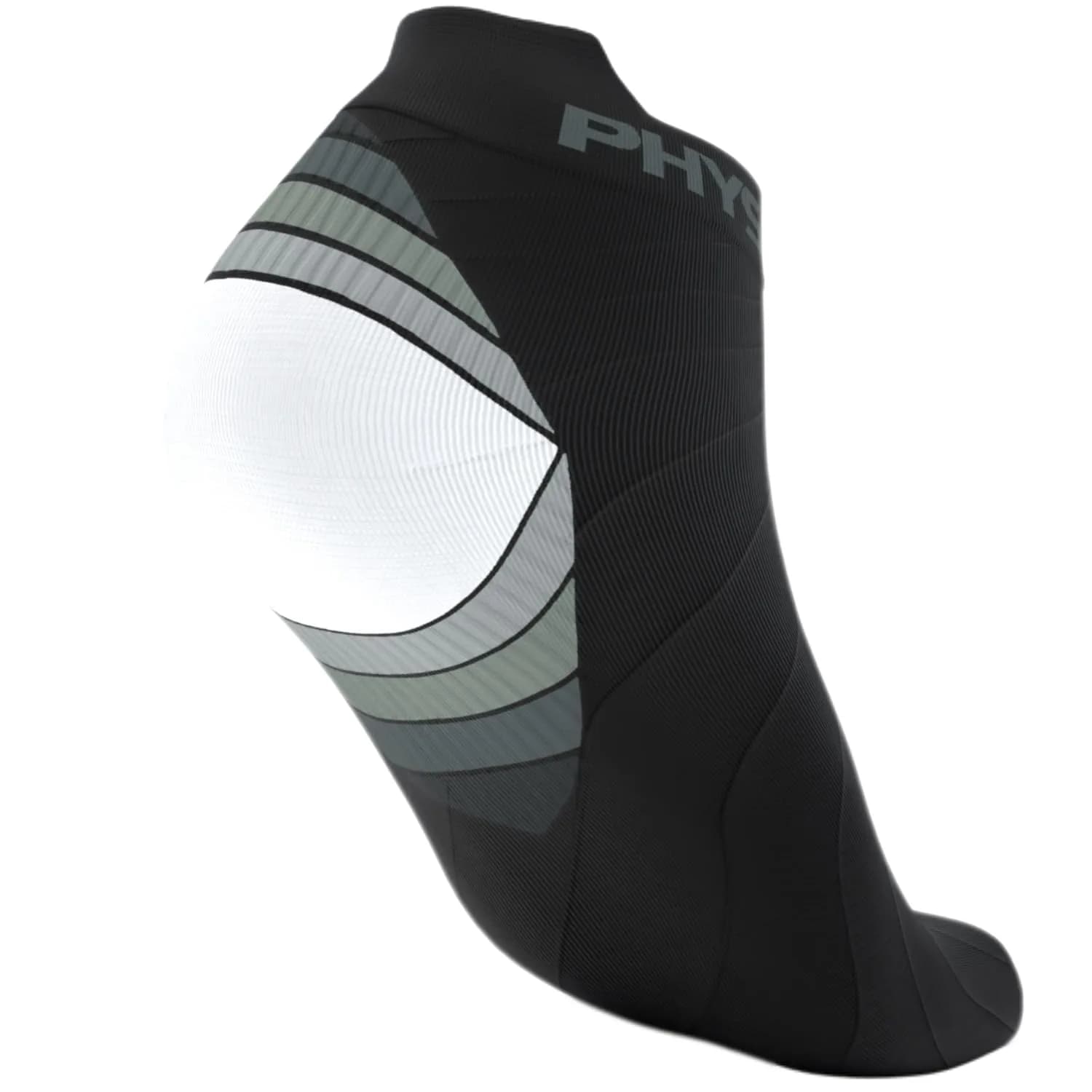 Physix Gear Short Compression Socks for Men & Women - Low Support Ankle Socks, Breathable, Seamless, Ideal for Running & Swelling, L/XL — Black/White