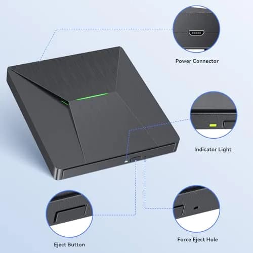 MthsTec External Blu-ray Burner Drive with USB 3.0 & Type-C | 6X BD Write Speed, 8X DVD Write Speed thumbnail 4