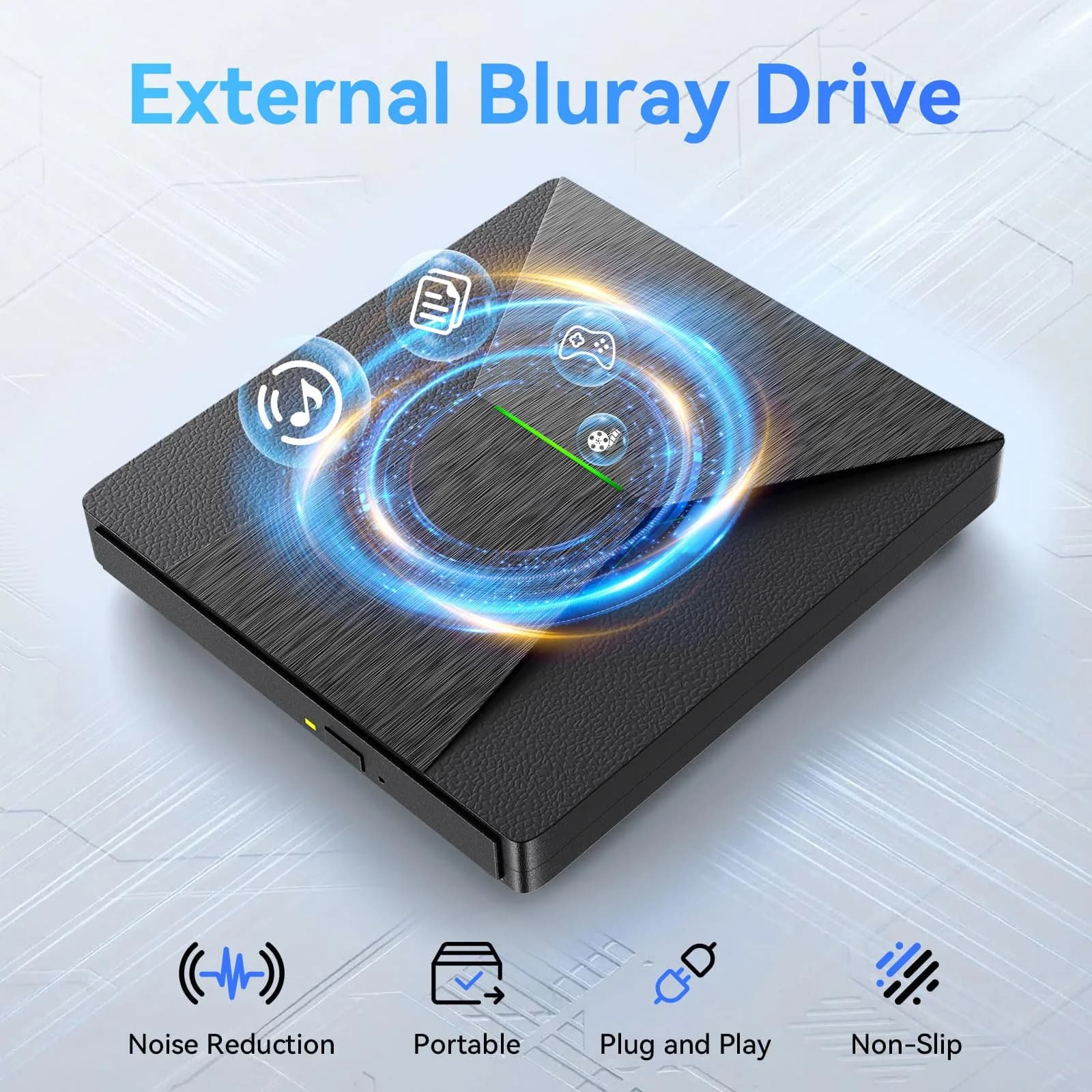 MthsTec External Blu-ray Burner Drive with USB 3.0 & Type-C | 6X BD Write Speed, 8X DVD Write Speed - view 5