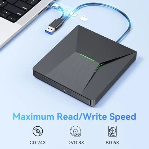 MthsTec External Blu-ray Burner Drive with USB 3.0 & Type-C | 6X BD Write Speed, 8X DVD Write Speed thumbnail 2