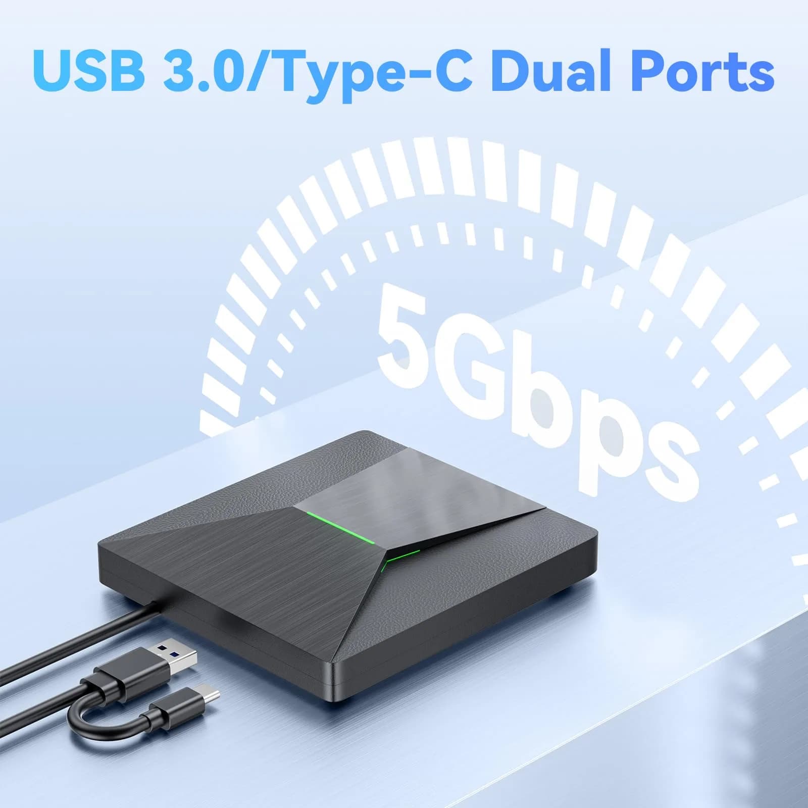 MthsTec External Blu-ray Burner Drive with USB 3.0 & Type-C | 6X BD Write Speed, 8X DVD Write Speed - view 3