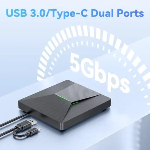 MthsTec External Blu-ray Burner Drive with USB 3.0 & Type-C | 6X BD Write Speed, 8X DVD Write Speed thumbnail 3