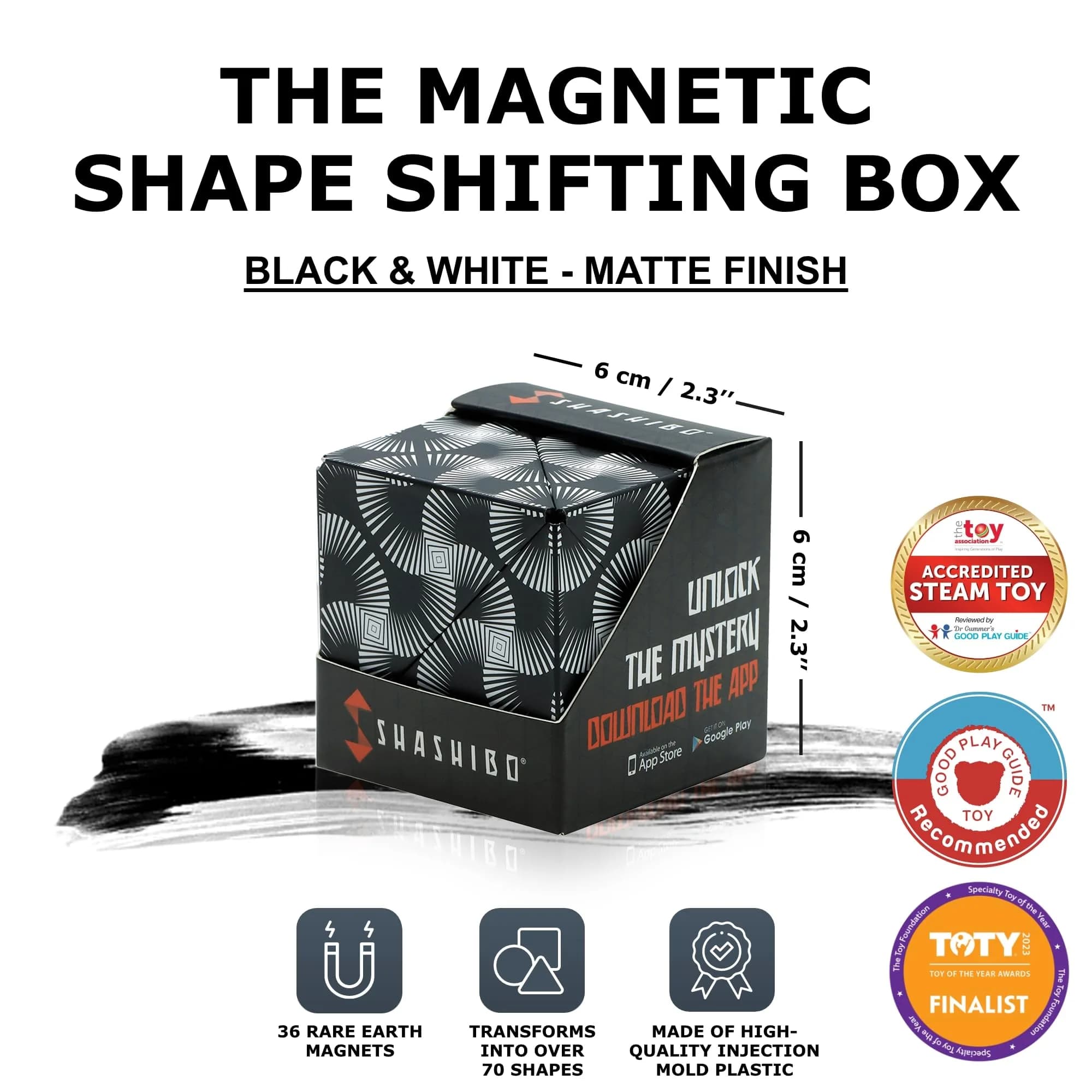 Shashibo Shape Shifting Cube Dodeca White & Black | Educational Puzzle Toy for Kids & Adults - view 3