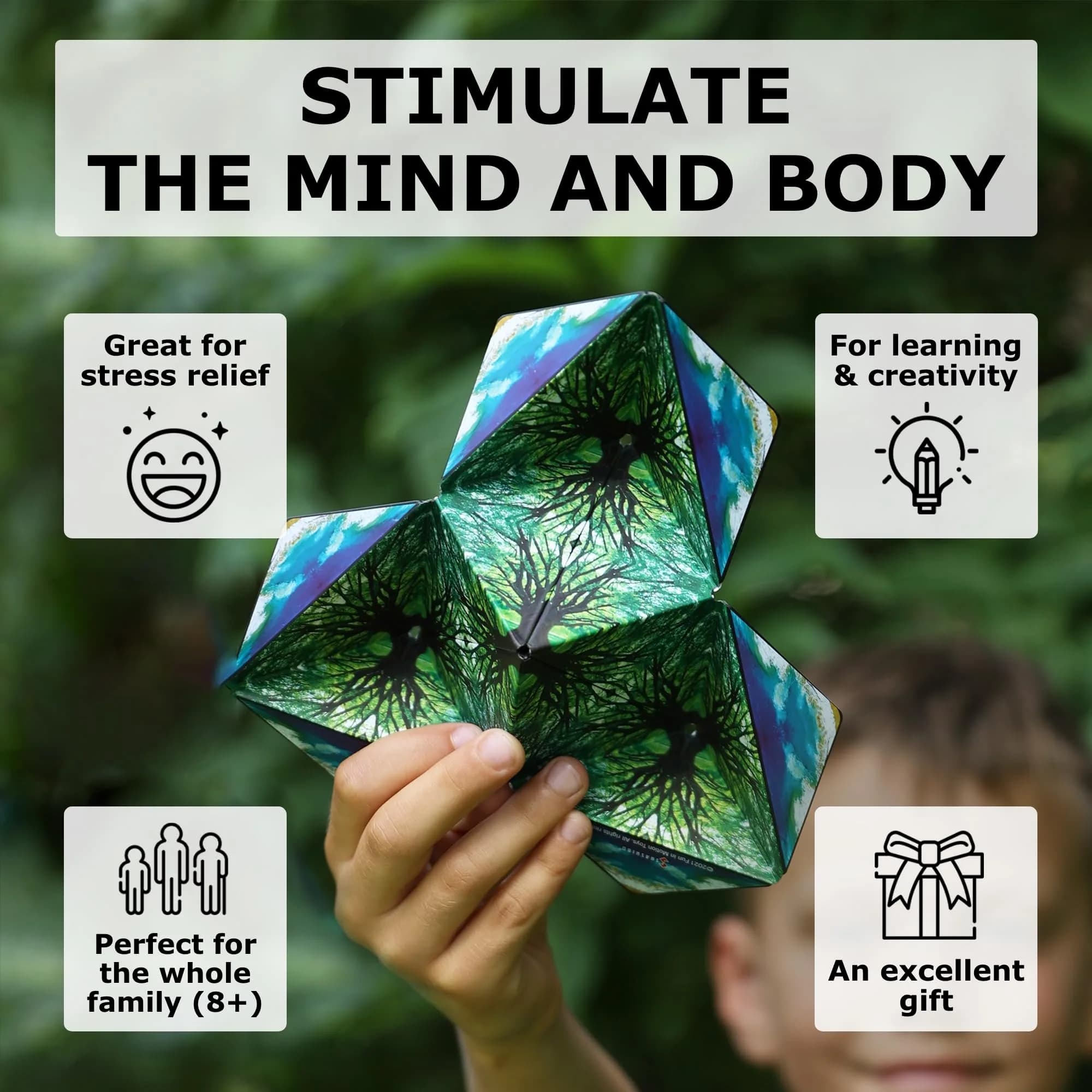 Shashibo Shape Shifting Cube Dodeca White & Black | Educational Puzzle Toy for Kids & Adults - view 4
