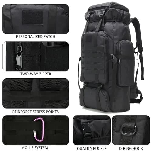 W WINTMING 70L Hiking Backpack for Men | Water-Resistant 900D Oxford, MOLLE System, Breathable Comfort thumbnail 6