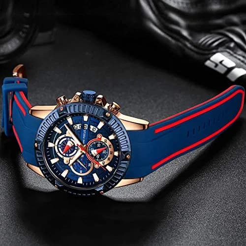 MF MINI FOCUS Men's Chronograph Watch 46mm (1.81 in) | Sport Analog Quartz with Silicone Strap thumbnail 4