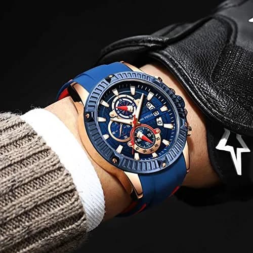 MF MINI FOCUS Men's Chronograph Watch 46mm (1.81 in) | Sport Analog Quartz with Silicone Strap thumbnail 2