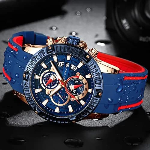 MF MINI FOCUS Men's Chronograph Watch 46mm (1.81 in) | Sport Analog Quartz with Silicone Strap thumbnail 3