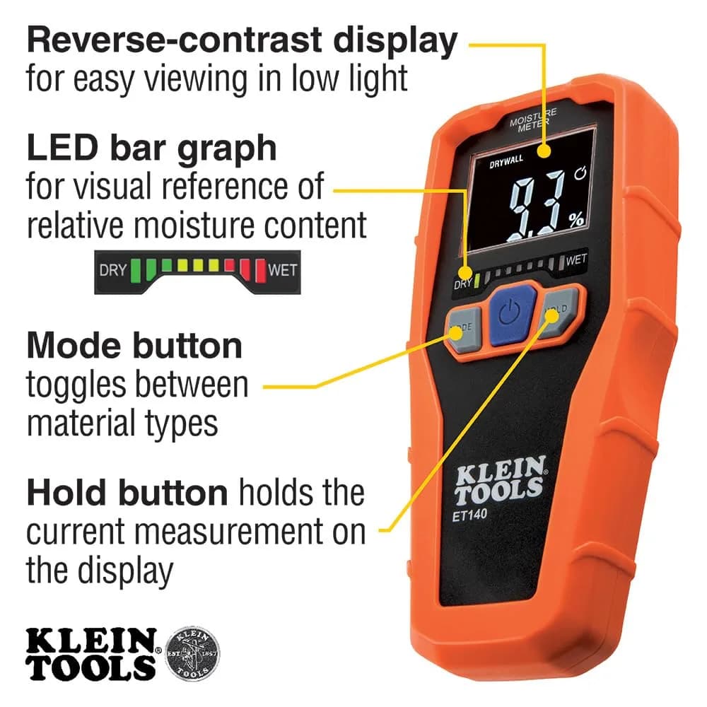 Klein Tools ET140 Pinless Moisture Meter | 19 mm (3/4-Inch) Depth Detection - view 3