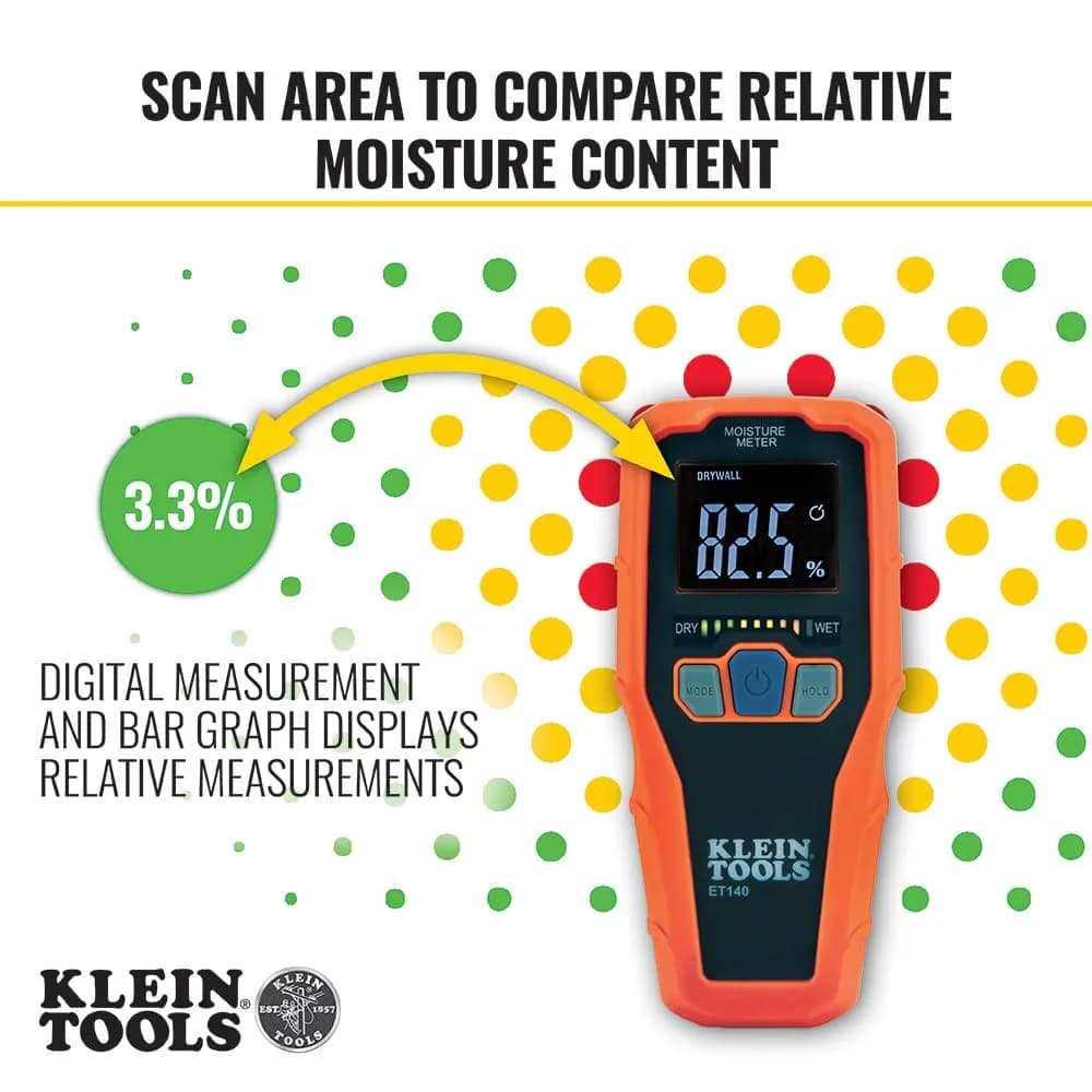 Klein Tools ET140 Pinless Moisture Meter | 19 mm (3/4-Inch) Depth Detection - view 4