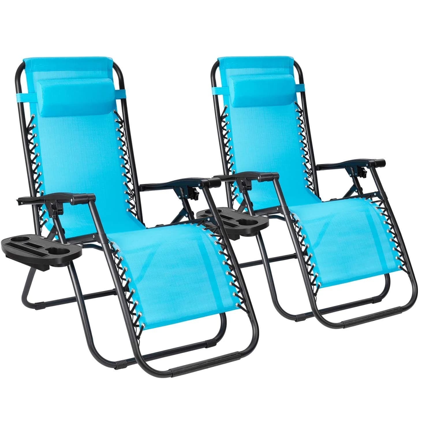 Flamaker Patio Zero Gravity Chair Outdoor Folding Lounge Chair Adjustable Lawn Lounge Chair with Pillow for Poolside Yard Camping (Red) — Blue