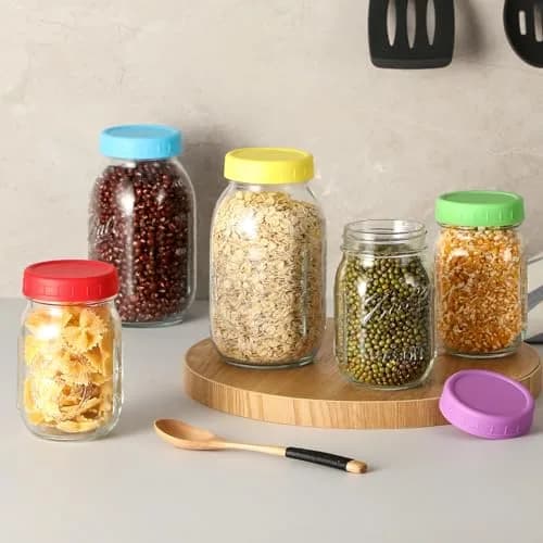 AOZITA Plastic Regular Mouth Mason Jar Lids (18 Pack, 70mm) | Colored Storage Caps for Ball Jars, Leak Proof, Dishwasher Safe thumbnail 6