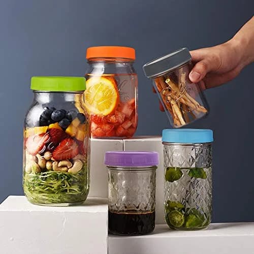 AOZITA Plastic Regular Mouth Mason Jar Lids (18 Pack, 70mm) | Colored Storage Caps for Ball Jars, Leak Proof, Dishwasher Safe thumbnail 9