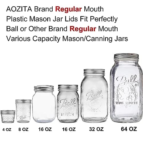AOZITA Plastic Regular Mouth Mason Jar Lids (18 Pack, 70mm) | Colored Storage Caps for Ball Jars, Leak Proof, Dishwasher Safe thumbnail 3