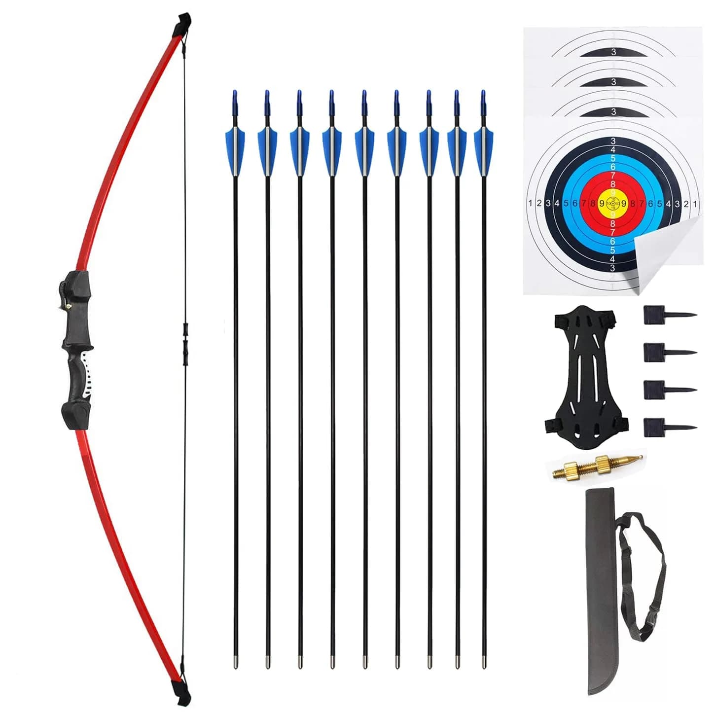 Mxessua 45" Youth Bow and Arrows Set for Kids 8-16 | Ambidextrous Recurve Archery Beginner Kit with 9 Arrows, Arm Guard, Quiver, Targets - main product image